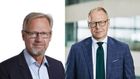 Der kan komme budkrig om Handelsbanken mellem Jyske Banks topchef Anders Dam (tv) og Michael Rasmussen, topchef i Nykredit (th). | Foto: PR/ Jyske Bank og Nykredit