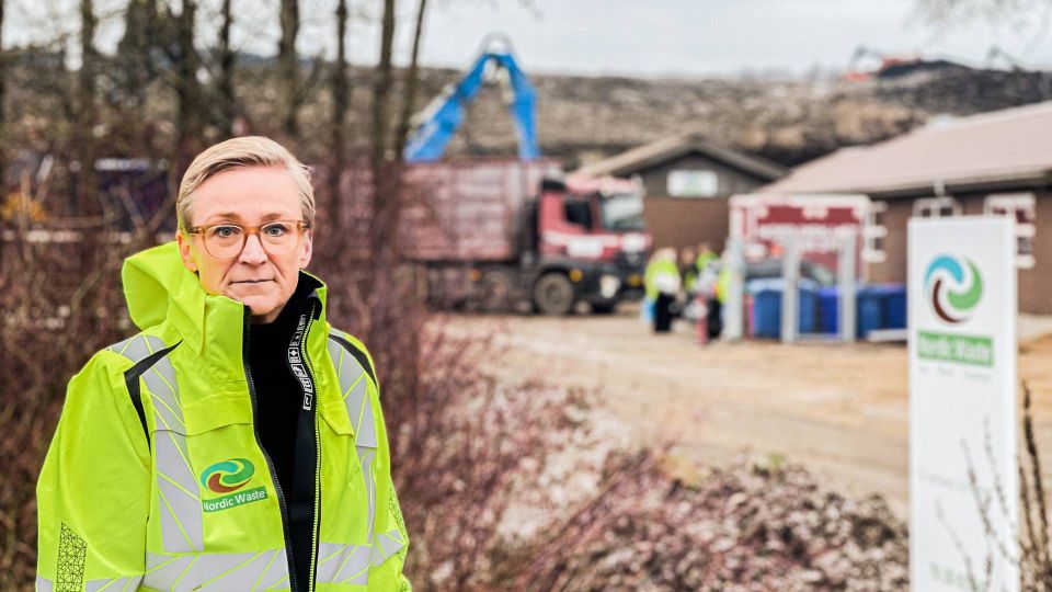 På billedet ses Lene Lange, der adm. direktør i Nordic Waste frem til dennes konkurs. Billedet er tage i forbindelse med første og sidste pressebriefing om jordskredet, som CleantechWatch var inviteret til. | Foto: Nordic Waste / Mikkel Wenzel Andreasen