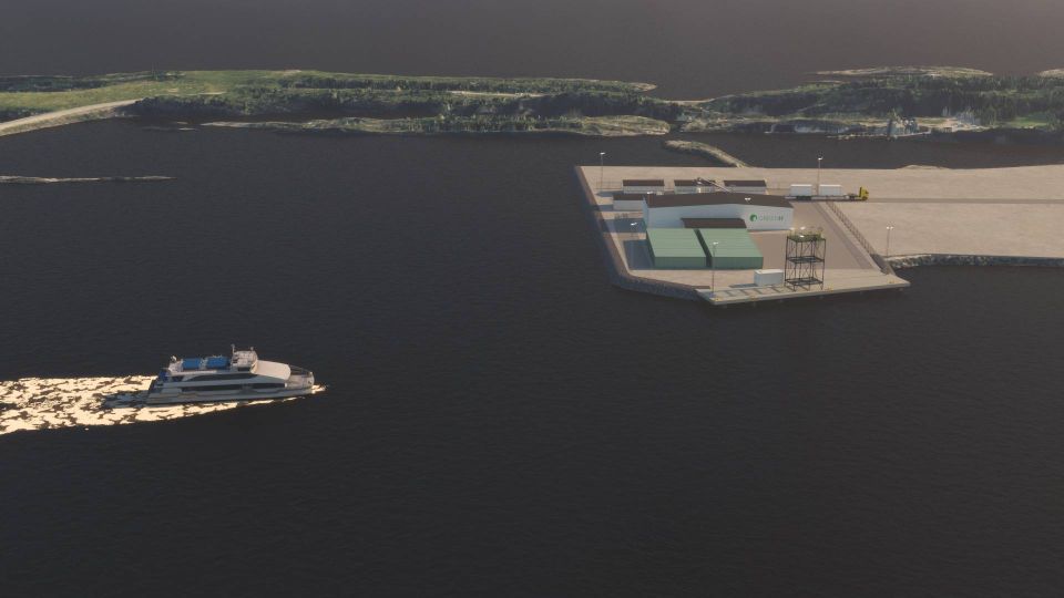 Illustrasjon av den planlagte fabrikken ved Sandessjøen. | Foto: GreenH