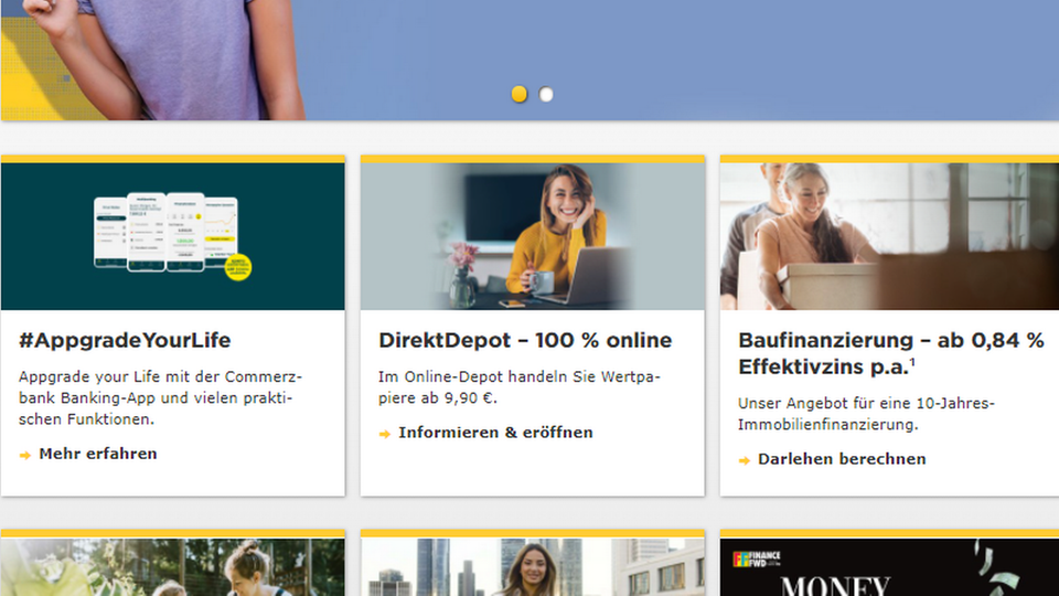 Foto: Screenshot Startseite für Privatkunden der Commerzbank (abgerufen am 06.01.2022)