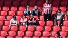 Triste AaB-fans efter nederlag i superligakampen mod Silkeborg lørdag den 3. juni 2023. | Photo: Henning Bagger