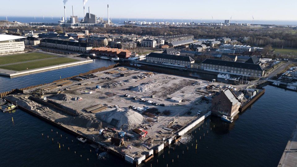 Luftfoto af byggergrunden Papirøen i Københavns Havn. | Foto: Jens Dresling
