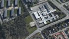 Lokalplanforslaget indeholder den grå bygning til højre i billedet, som indtil 2020 husede Jyllands-Posten samt det grønne område til venstre for. | Photo: Styrelsen for Dataforsyning og Effektivisering/google Earth