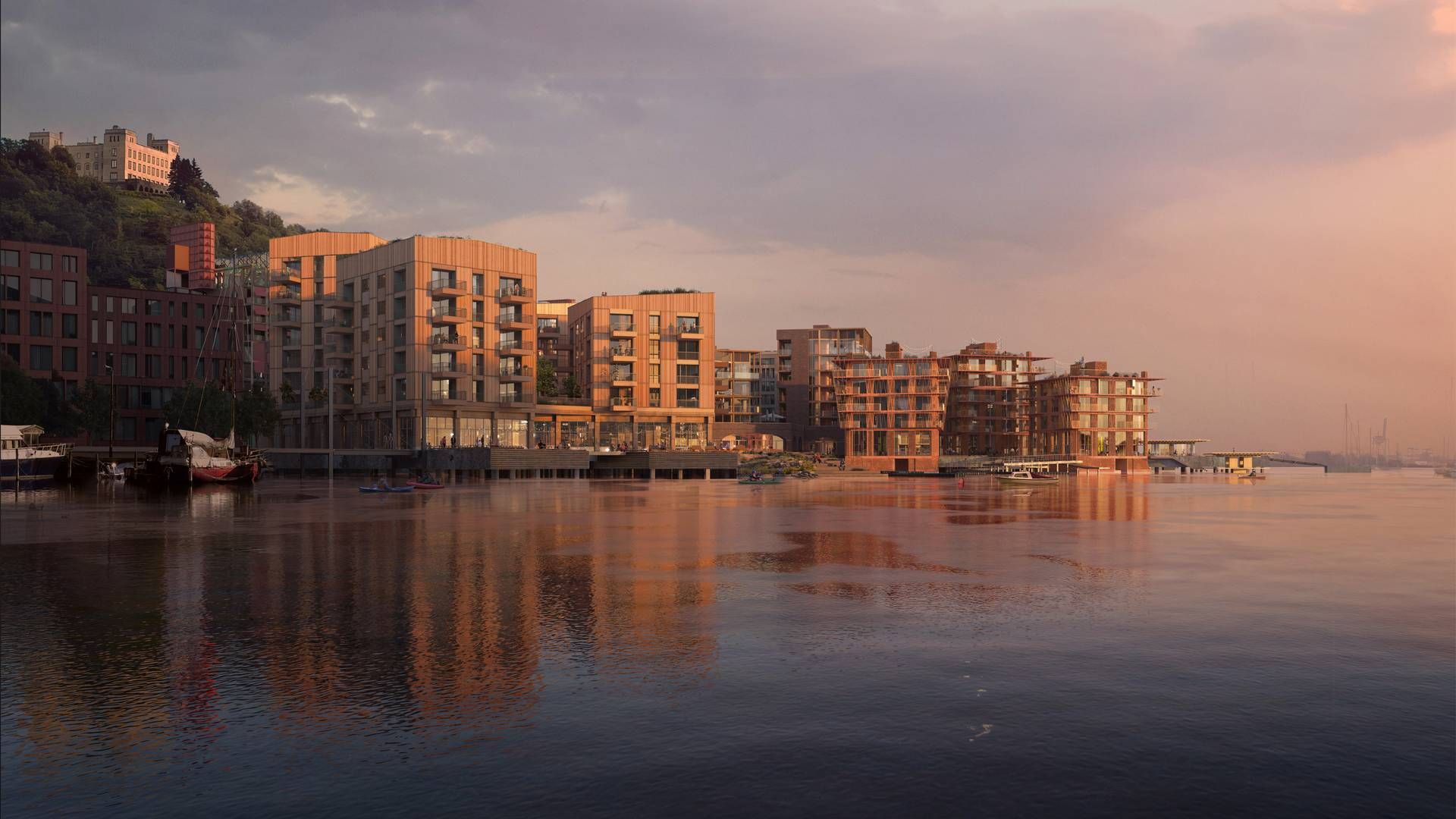 Slik skisserer Team Haptic delområdet Grønlikilen med tittelen (Re)Made in Grønlikaia. | Foto: skisse fra arkitektteamet Haptic