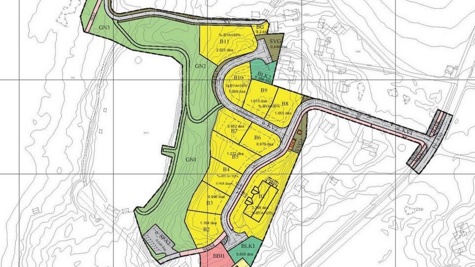 DAGENS REGULERING: Utsnitt over området som Bolig for Folket nå vil omregulere.