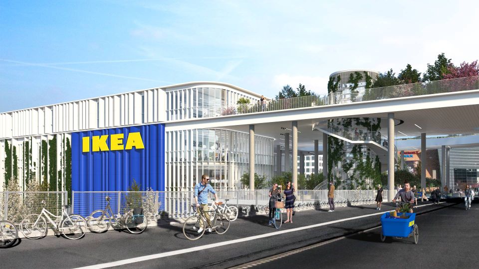 Hovedindgangen til den nye Ikea København ligger på Dybbølsbro tæt ved Fisketorvet. | | Foto: Ikea/pr