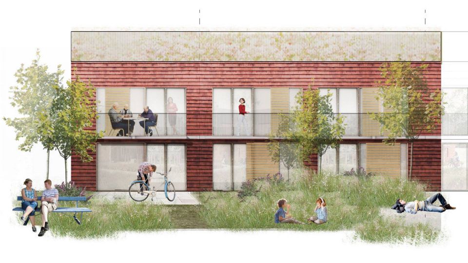 Foreløbig skitse af det nye boligbyggeri i Kasernebyen i Ringsted. | Foto: PR / Mayland Holding
