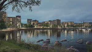 STORUTBYGGING PÅ LIERSTRANDA: Her er det planer om bygging av 500-600 boliger. | Foto: Eidos Eiendomsutvikling