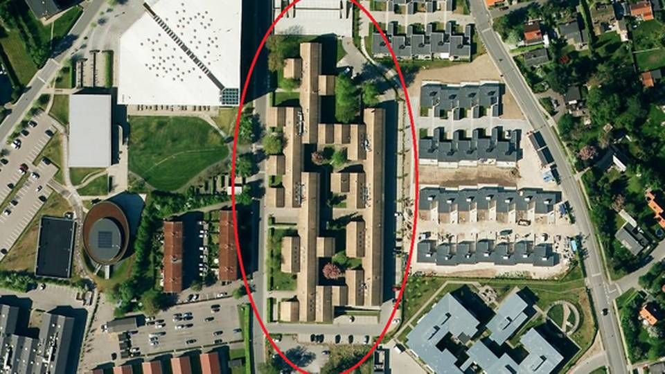 Per W. Hallgren kalder konverteringen af Linde Allé 5-9 ukompliceret og fremhæver de grønne områder ind mellem bygningerne, som ifølge Jeudan-topchefen skal give et campus-agtigt miljø. | Foto: Cowi/Geodatastyrelsen