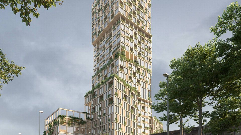 Woho er et vertikalt bykvartal i tre som skal oppføres i bydelen Kreuzberg i Berlin. Woho omtales som Europas høyeste trebygg for boliger og har fått stor oppmerksomhet i tyske og internasjonale medier. Prosjektet har en sentral plass i utstillingen.