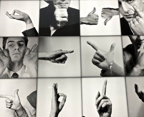 Bogen,  ”Speak Italian – The Fine Art Of The Gesture”, indeholder ca. 100 sort/hvide billeder af italienske håndtegn med dertil hørende forklaringer.