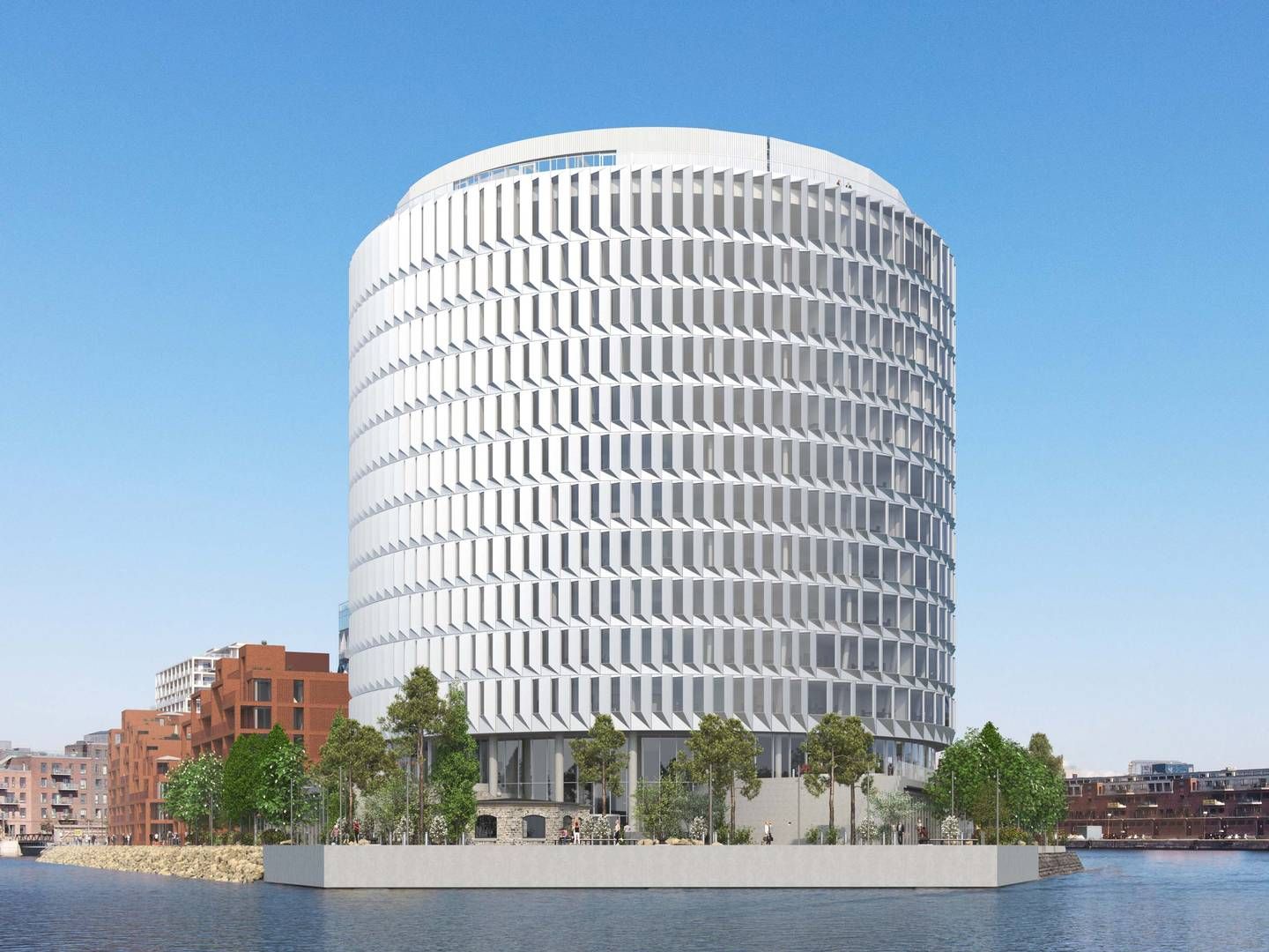 Byggeriet på Nordø i københavnske Nordhavn, hvor advokatfirmaet Bech-Bruun kommer til at råde over de øverste seks af de i alt 13 etager. | Foto: PR-visualisering