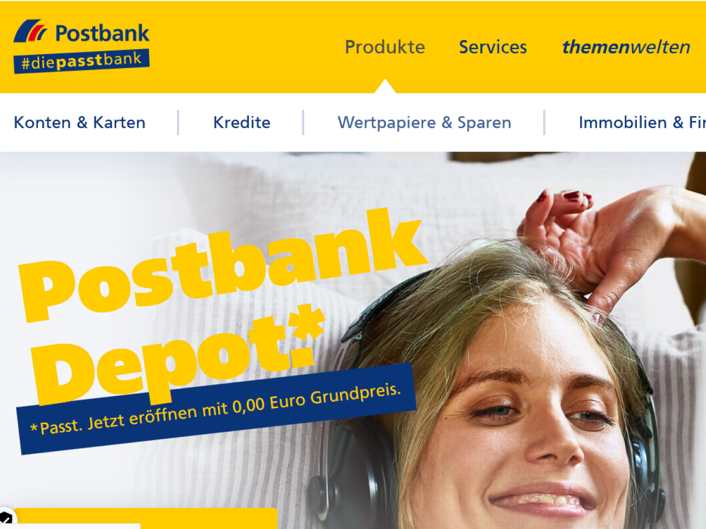 Homepage der Postbank | Foto: Postbank