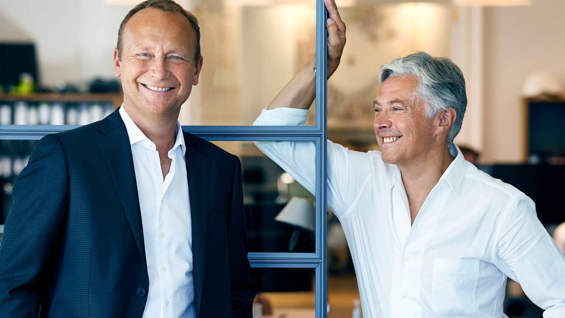 Jesper Brinkmann (tv.) er ny adm. direktør hos udvikleren Oskar Group, mens ejer Henrik Wessmann fremover indtager rollen som strategisk direktør – og bestyrelsesformand. Her fik forgænger under et halvt år. | Foto: PR