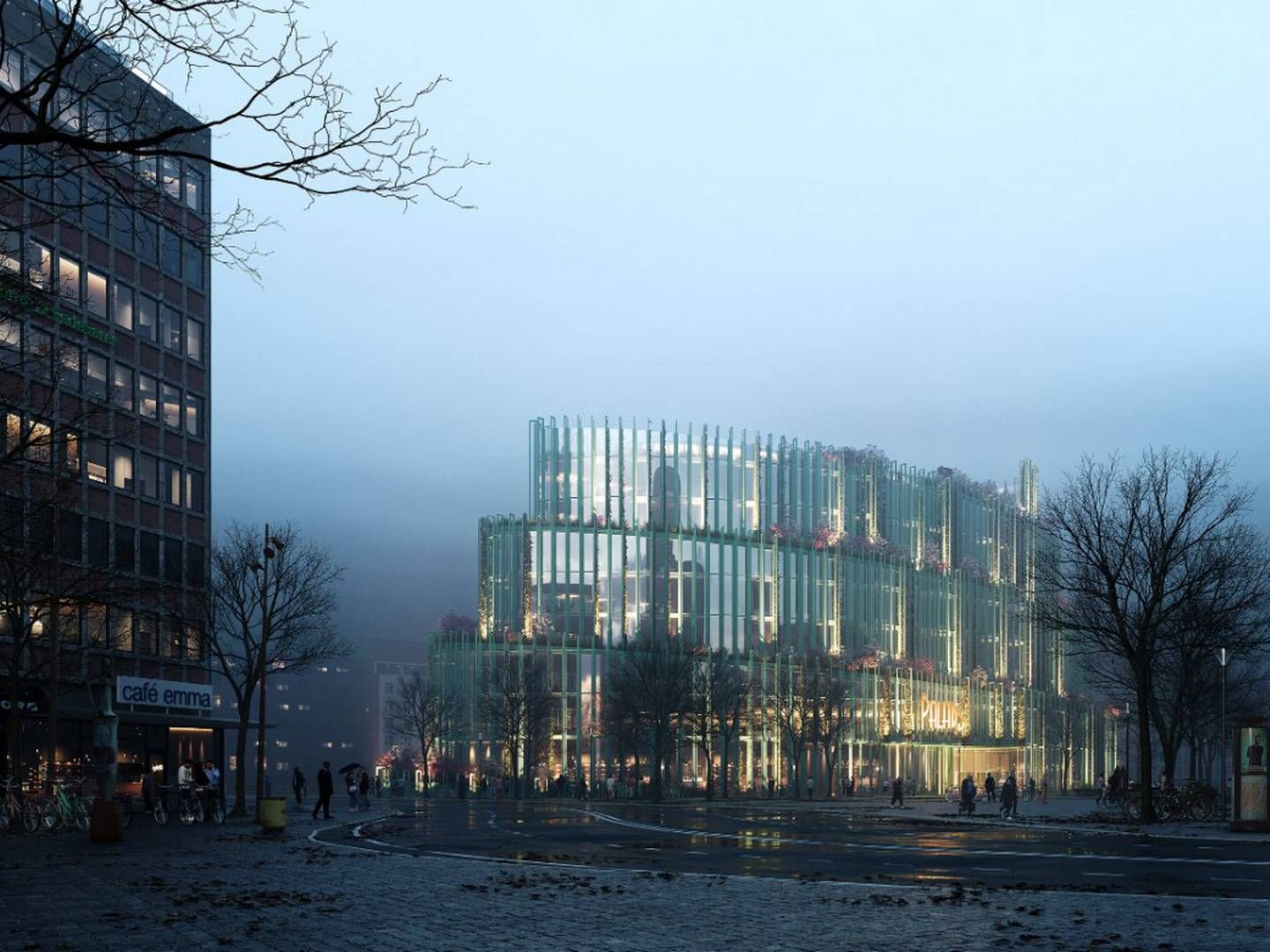 "Grønt Palads" er et af tre forslag til, hvordan en transformation af Palads-biografen i København kan se ud. | Foto: PR-visualisering: Cobe / Nordisk Film Biografer