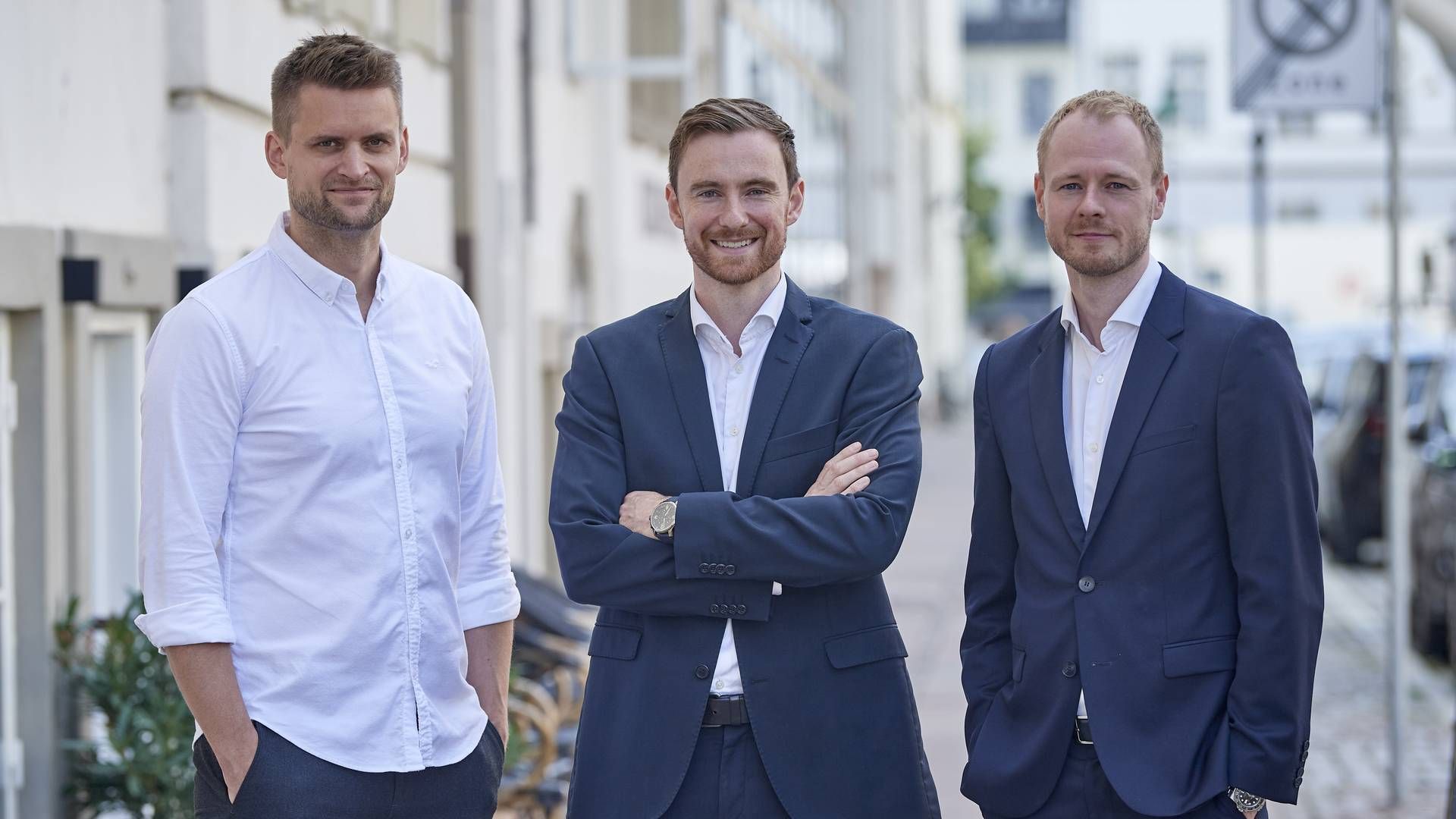 Portchain blev stiftet i 2017 af de tidligere Mckinsey-konsulenter Thor Thorup (midt), Niels Kristiansen (th.) og Anders Olivarius (tv.). | Foto: Carsten Lundager