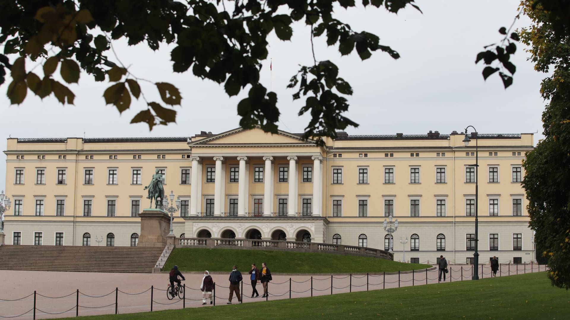 NEI: Statsbygg har satt ned foten til solcelle-anlegg på taket av Det Kongelige Slott. | Foto: Terje Bendiskby / NTB