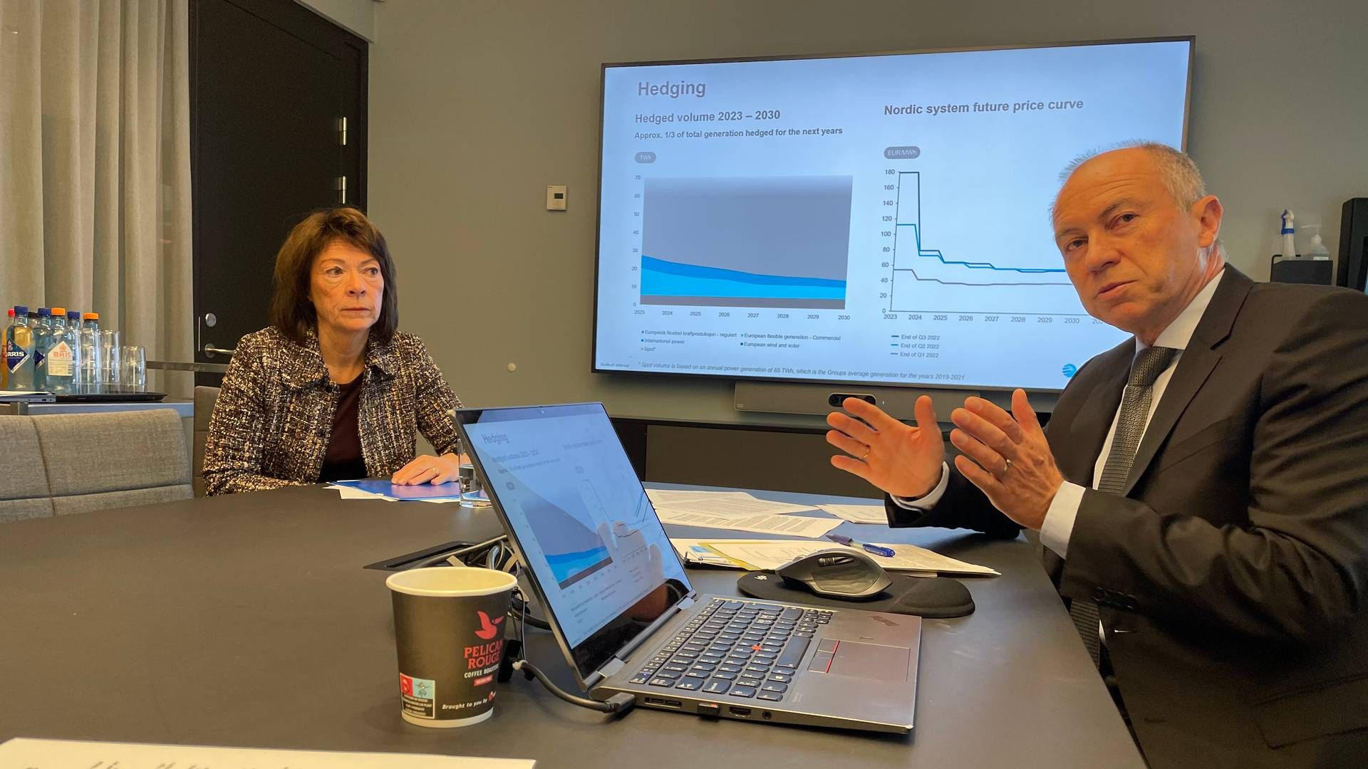 VIL HA NY ENDRING: – For å dempe effektene av høyprisbidraget for energidisponering bør det gjøres om til årssnitt av markedspris, ifølge finansdirektør Anne Harris og konsernsjef Christian Rynning-Tønnesen. | Foto: Harald Amdal