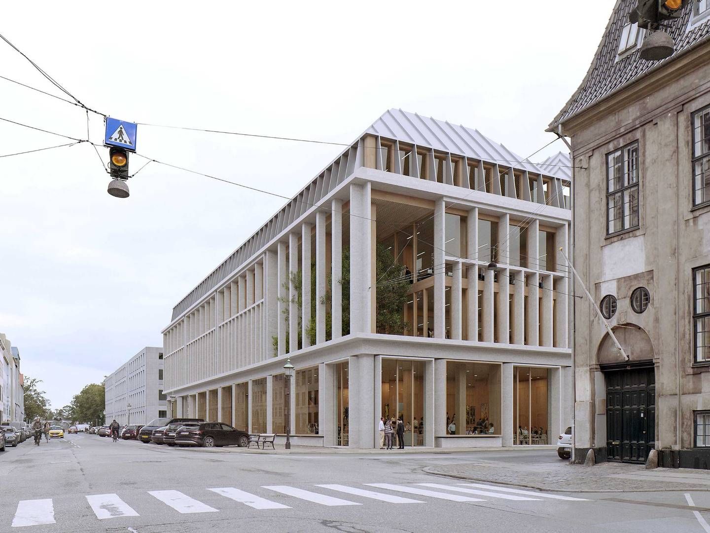 Sådan vil den kommende tilbygning til Mærsk-hovedsædet i København tage sig ud på adressen Amaliegade 44, hvor nuværende ejendom nedrives. | Foto: PR-visualisering: Dorte Mandrup / A.P. Møller-Mærsk / Kvant-1.