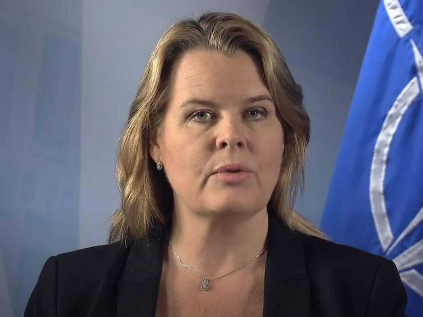 HADDE HAVVIND-SAMTALER: Mari Skåre, Norges ambassadør til Irland. Her fra en tale under tiden i Nato. | Foto: Youtube/skjermdump