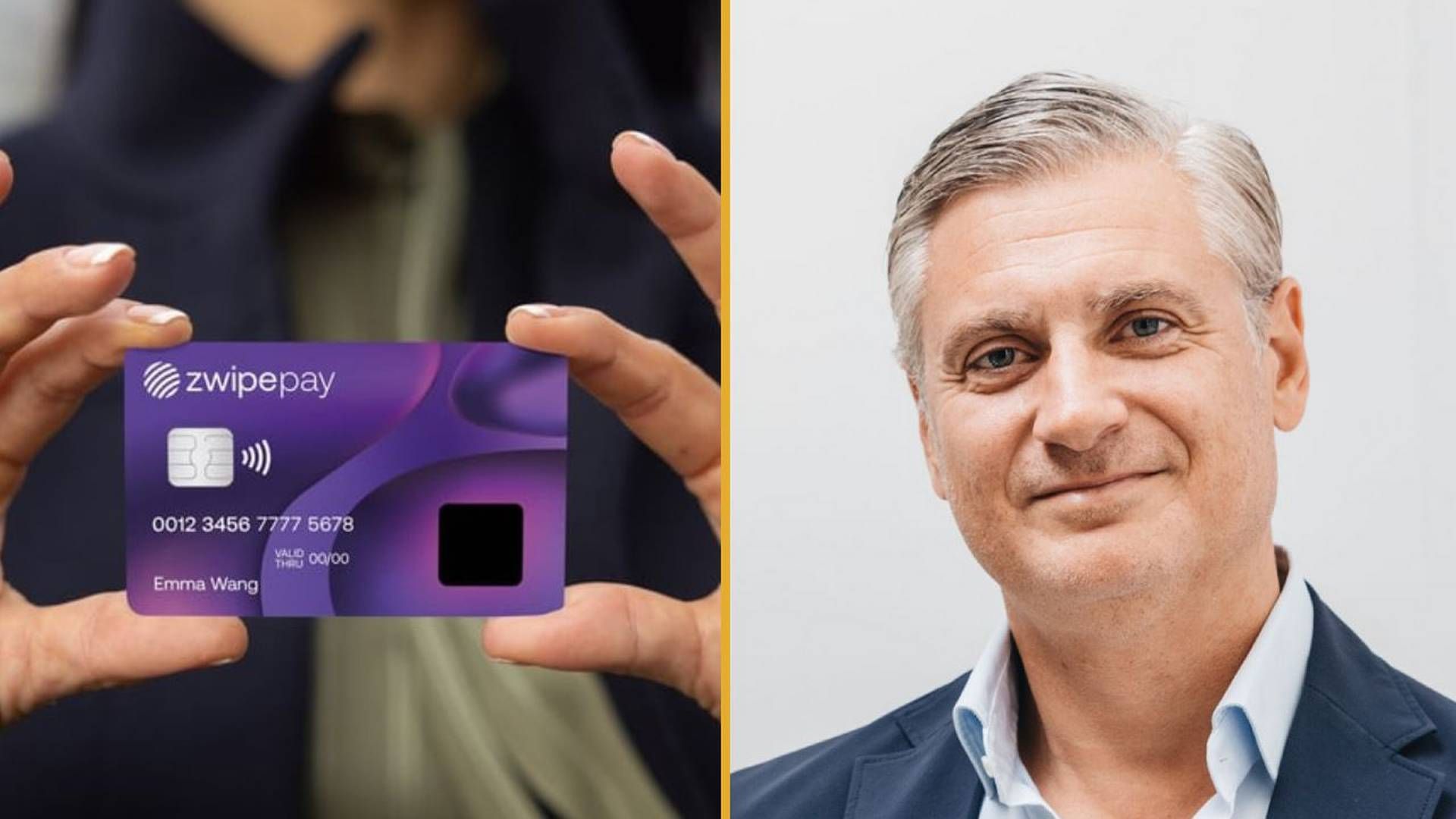 Zwipe ved administrerende direktør Robert Puskaric vil erobre verden med bankkort med fingeravtrykkssensor. Til det trenger de penger. | Foto: Zwipe/Montasje