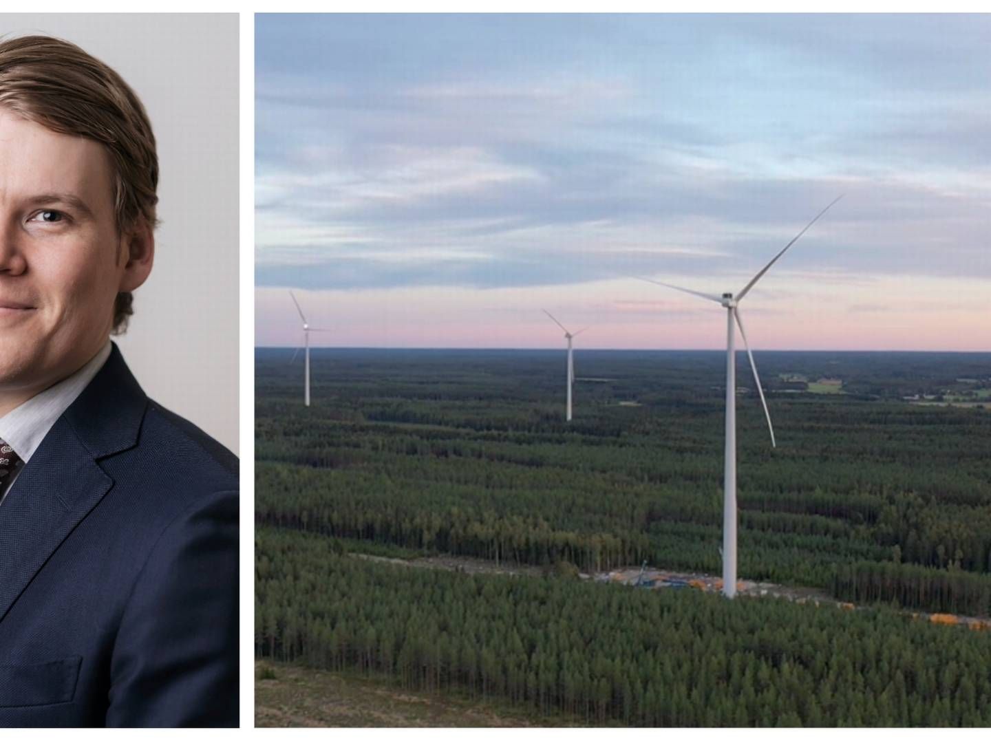 Jimmy Forsman, portfolio manager for Ålandsbanken Funds Ltd and Helen's wind farm in Lakiakangas, Finland. | Photo: PR Ålandsbanken and Helen.
