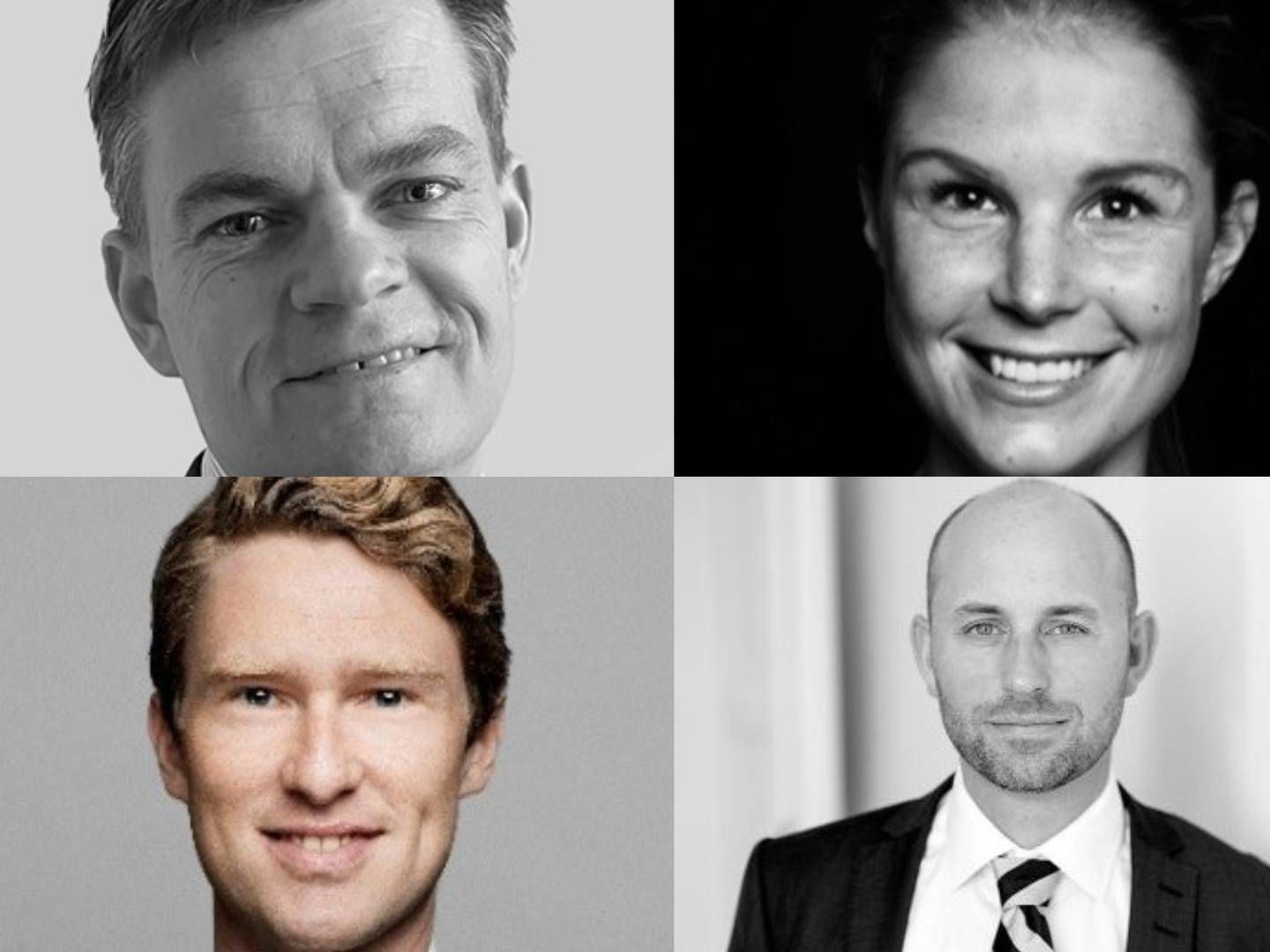 Øverst fra venstre: Jens Mathiasen, Caroline Bruyant Bonde, Christian Thiele og Claus Hastrup. | Foto: Schjødt/LinkedIn-profiler