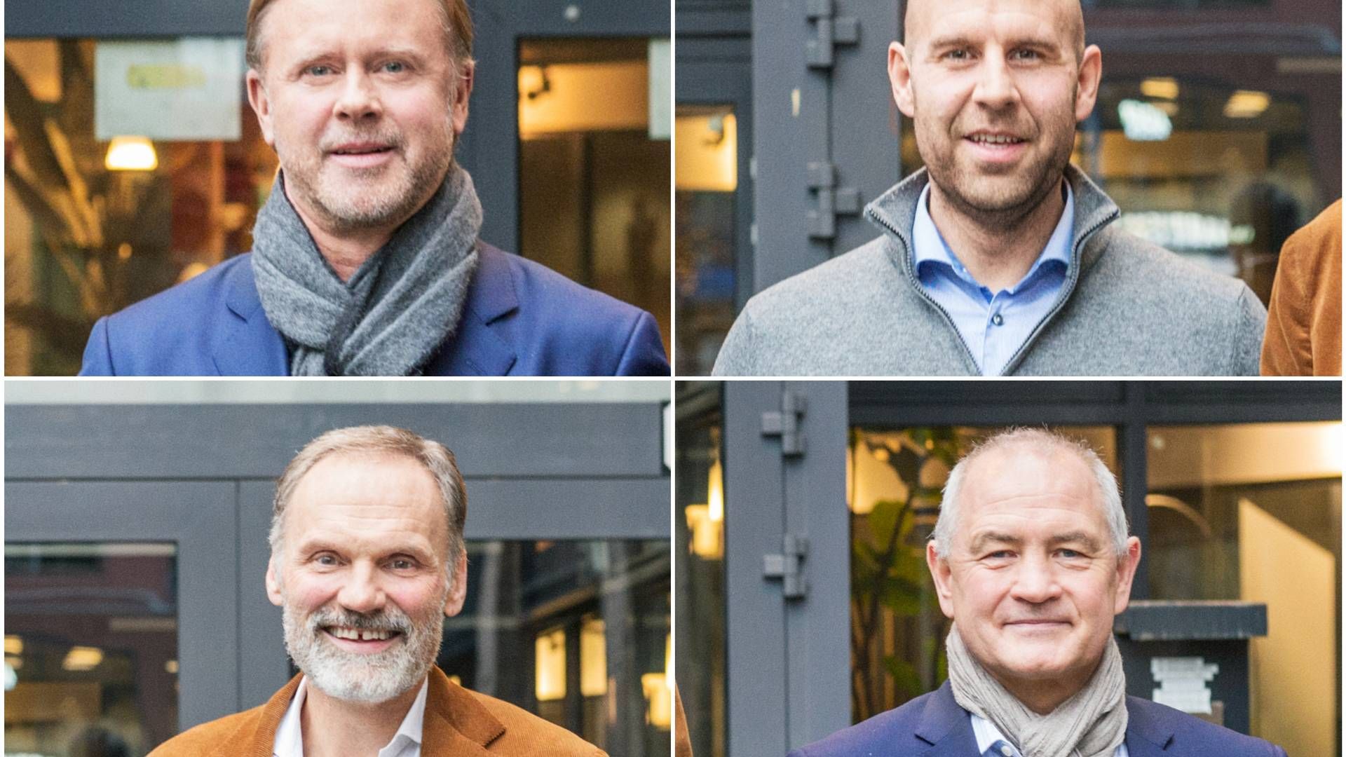 PÅ (SJØLYST) PLASS: Frithjof Foss i Union Næringsmegling, eiendomssjef i Sparebank 1 Forsikring Christian Prebe, administrerende direktør i Kredinor Klaus-Anders Nysteen og Oluf Geheb i Eiendomshuset Malling og Co. På Sjølyst plass planlegges det «store oppgraderinger og etablering av varige og fremtidsrettede fasiliteter, tilpasset kommende forventninger til effektivitet og miljøbelastning», ifølge utleier. | Foto: Sparebank 1 Forsikring. Montasje: EiendomsWatch