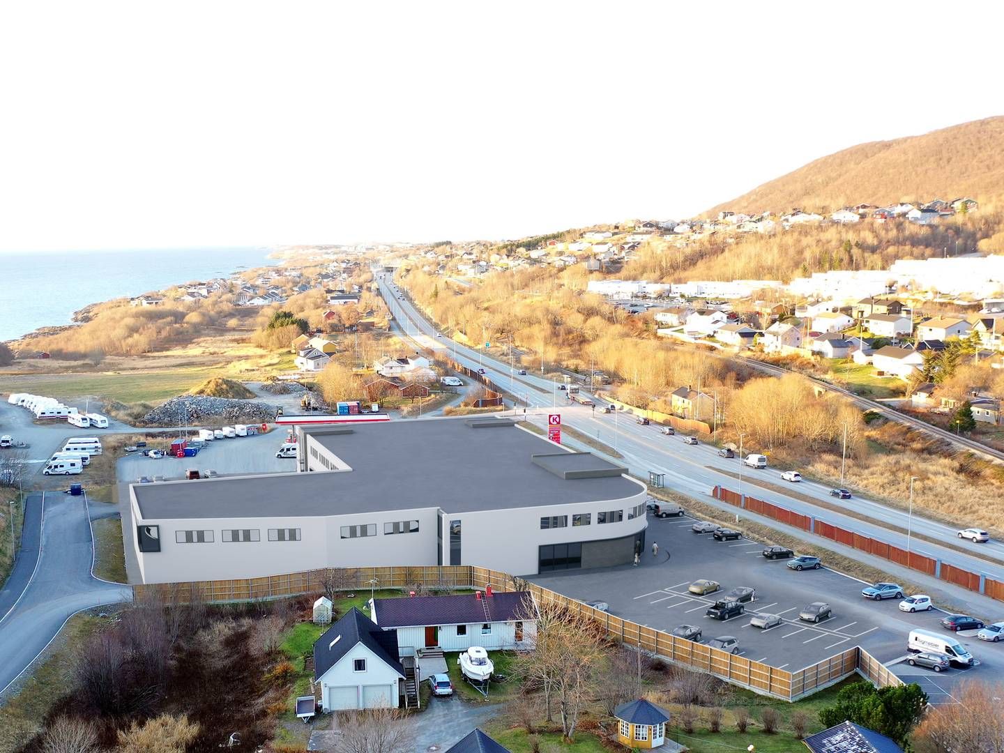 SENTER: Slik kan det nye kjøpesenteret utenfor Bodø bli seende ut. | Foto: Vidar Johansen, V Design AS