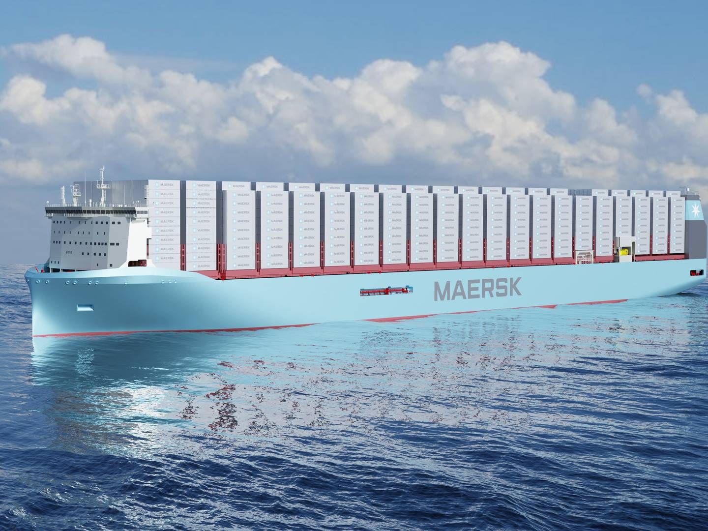 Design for fremtidigt Maersk-containerskib, der kan sejle på grøn metanol. | Foto: Maersk
