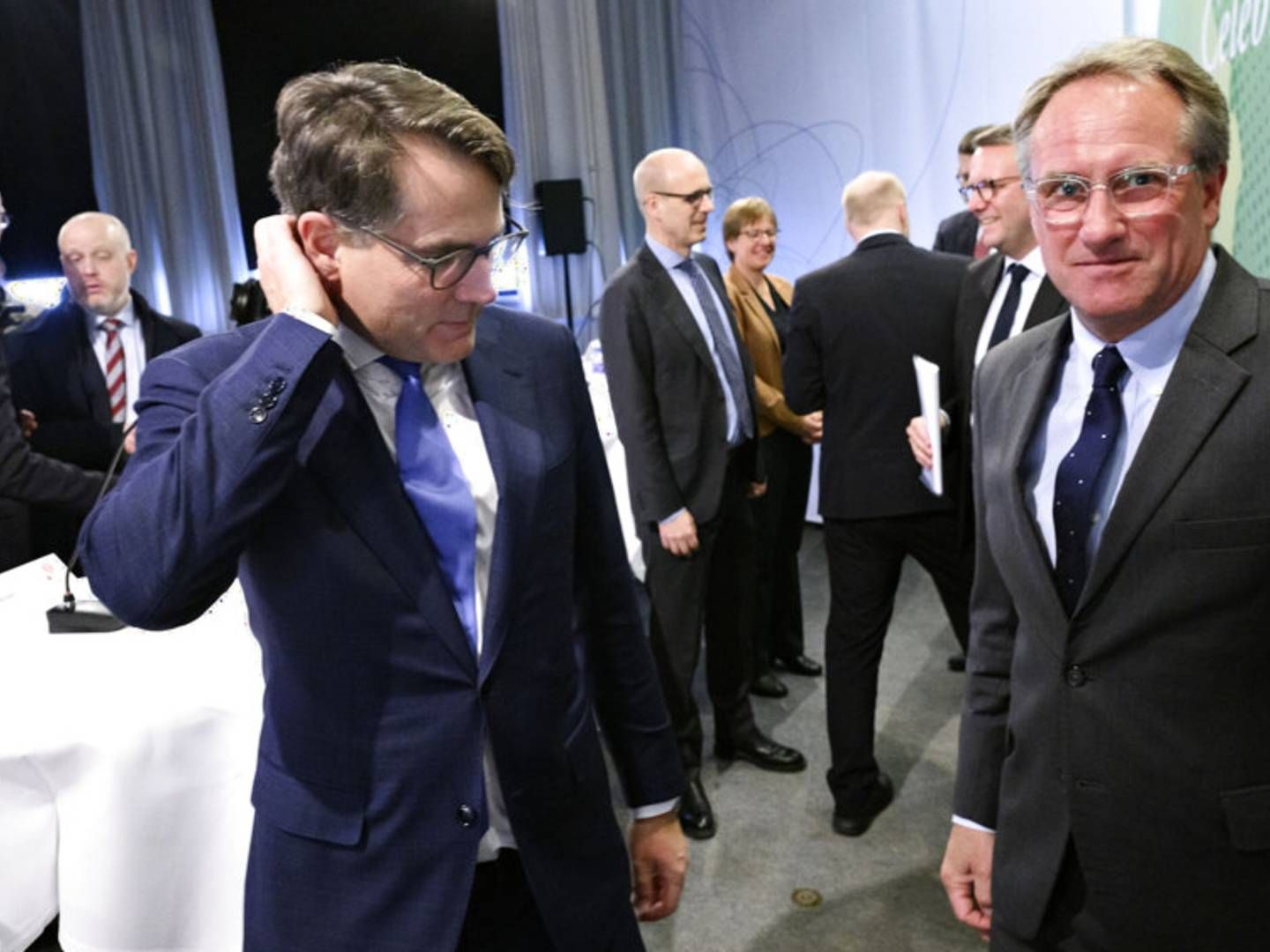 Dansk Erhverv-topchef Brian Mikkelsen (til venstre) og Dansk Industri-topchef Lars Sandahl Sørensen (til højre) har store forventninger til Danmarks nye regering. | Foto: Philip Davali/Ritzau Scanpix