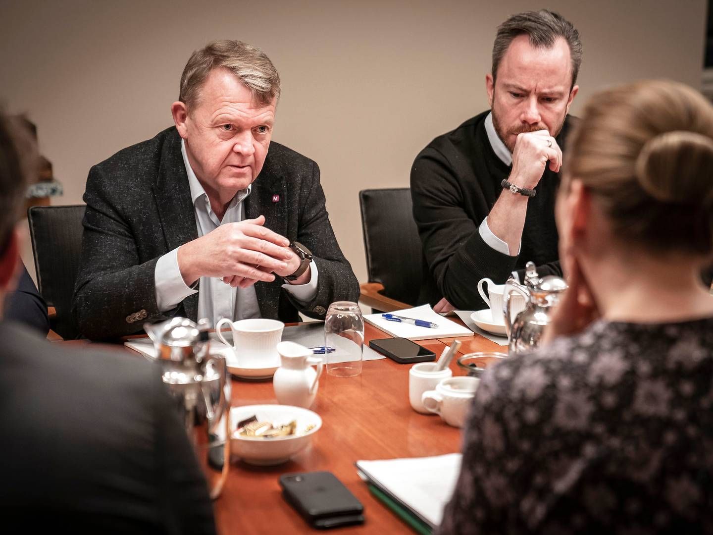 Lars Løkke Rasmussen fra Moderaterne, Jakob Ellemann-Jensen fra Venstre og Mette Frederiksen fra Socialdemokratiet. | Foto: Mads Claus Rasmussen/Ritzau Scanpix