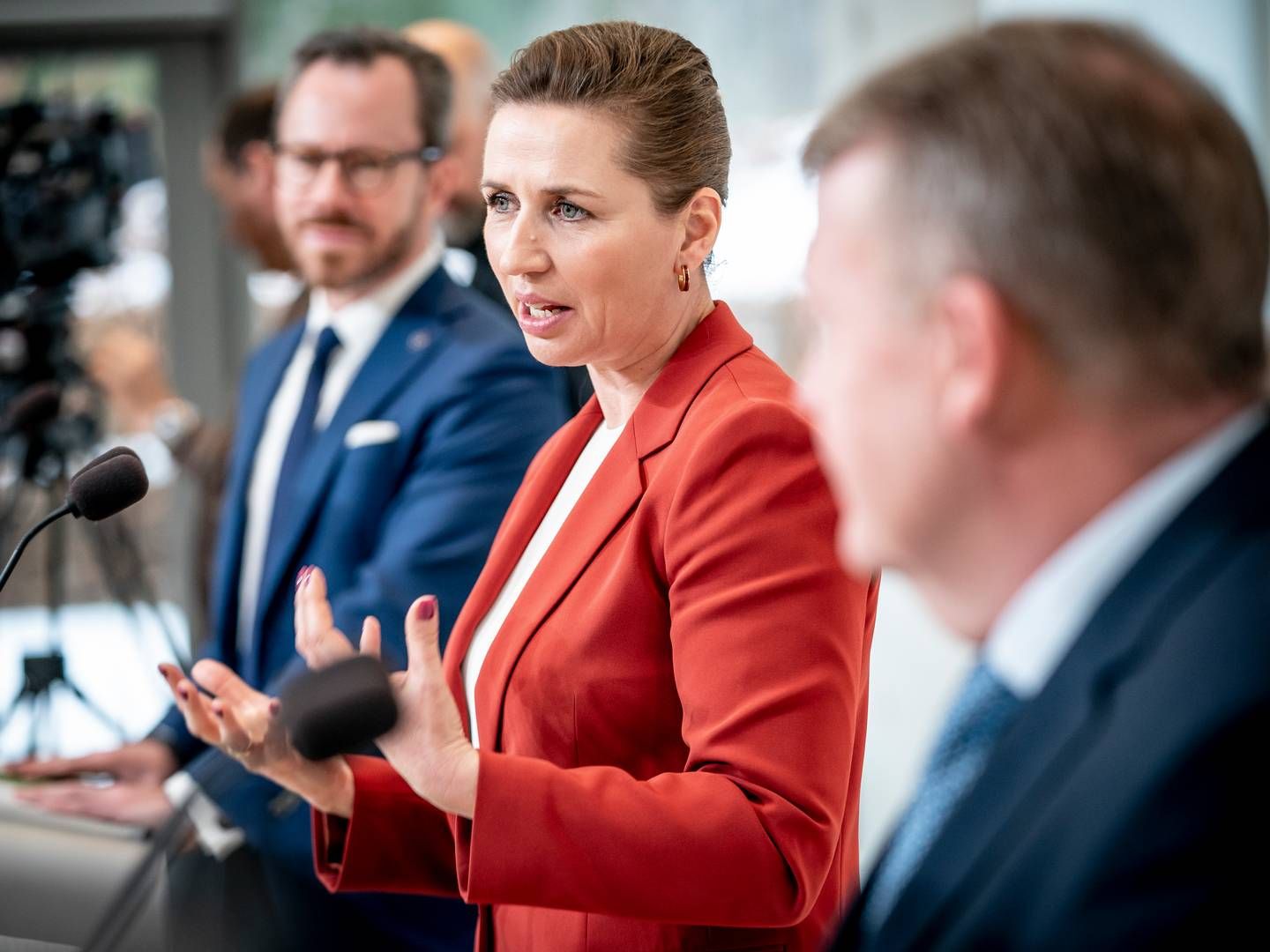 Onsdag klokken 12 præsenterede Mette Frederiksen (S), Jakob Ellemann-Jensen (V) og Lars Løkke Rasmussen (M) grundlaget for den nye SVM-regering. | Foto: Mads Claus Rasmussen/Ritzau Scanpix