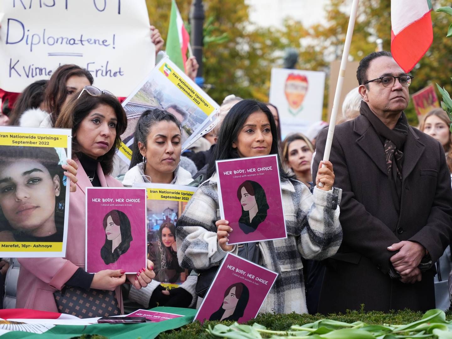 DEMONSTRASJON: Kvinner utsettes for omfattende og systematisk diskriminering i Iran. Her fra en av høstens demonstrasjoner i Oslo. | Foto: Aida Mahmody, Amnesty International Norge