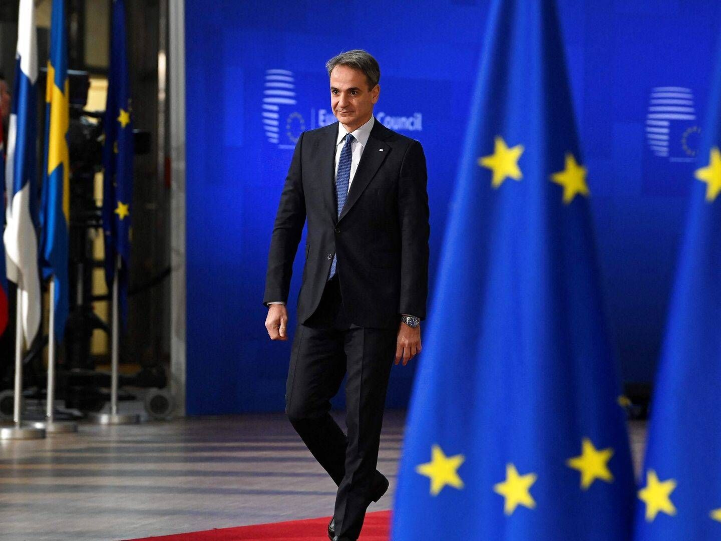 Greek Prime Minister Kyriakos Mitsotakis, among other EU heads of state and government, advocates gas price regulation. The problem is to be solved on a meeting between the EU nations' energy ministers Monday. | Photo: John Thys/AFP/Ritzau Scanpix