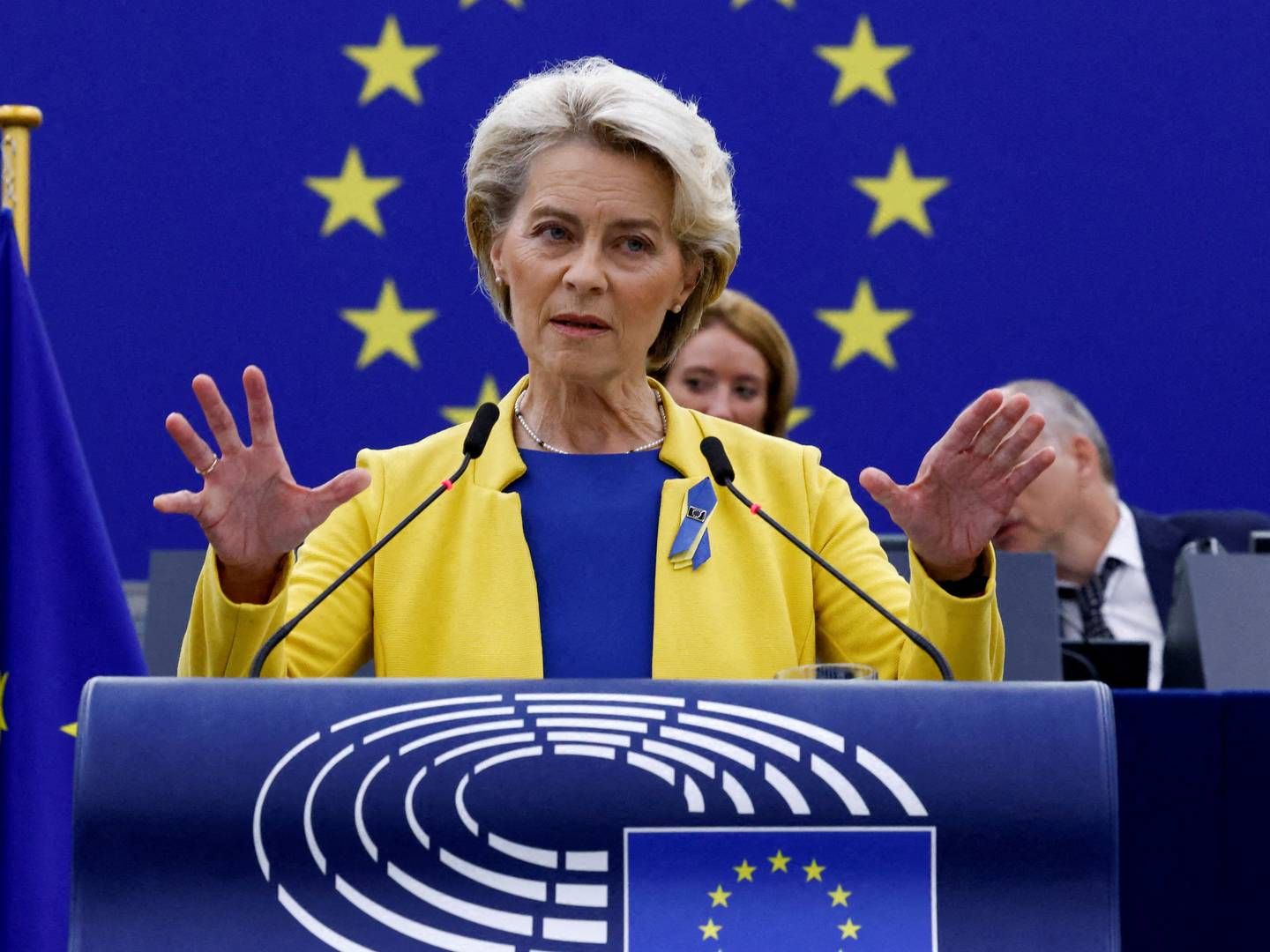 Det var EU-Kommissionens formand, Ursula von der Leyen, der første gang annoncerede en større reform af elmarkedet i sin state of the union-tale 14. september. Nu er Kommissionen klar til at sende sine idéer i høring. | Foto: Yves Herman/Reuters/Ritzau Scanpix