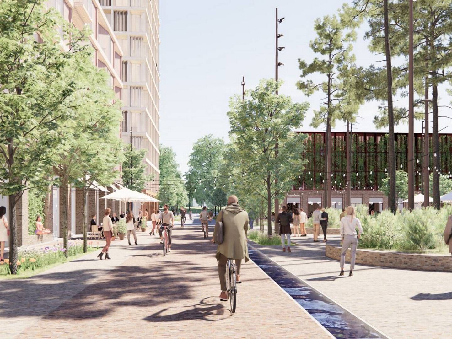 Format-projektet skal binde Cirkelhusgrunden sammen med det nuværende butiksområde ved Fredensborg Rådhus og på den måde skabe en større bymidte i Kokkedal. | Foto: PR-visualisering