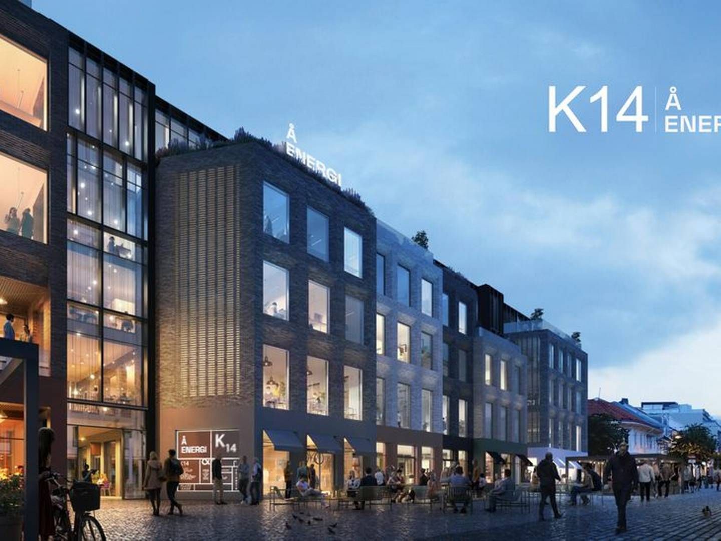 NYTT HJEM: Å Energi bytter kontorer om fire år. Valget har falt på K14, et nytt kontorbygg i Kristiansand sentrum eid av Daland, BRG og J.B. U | Foto: Ark-Net/K14