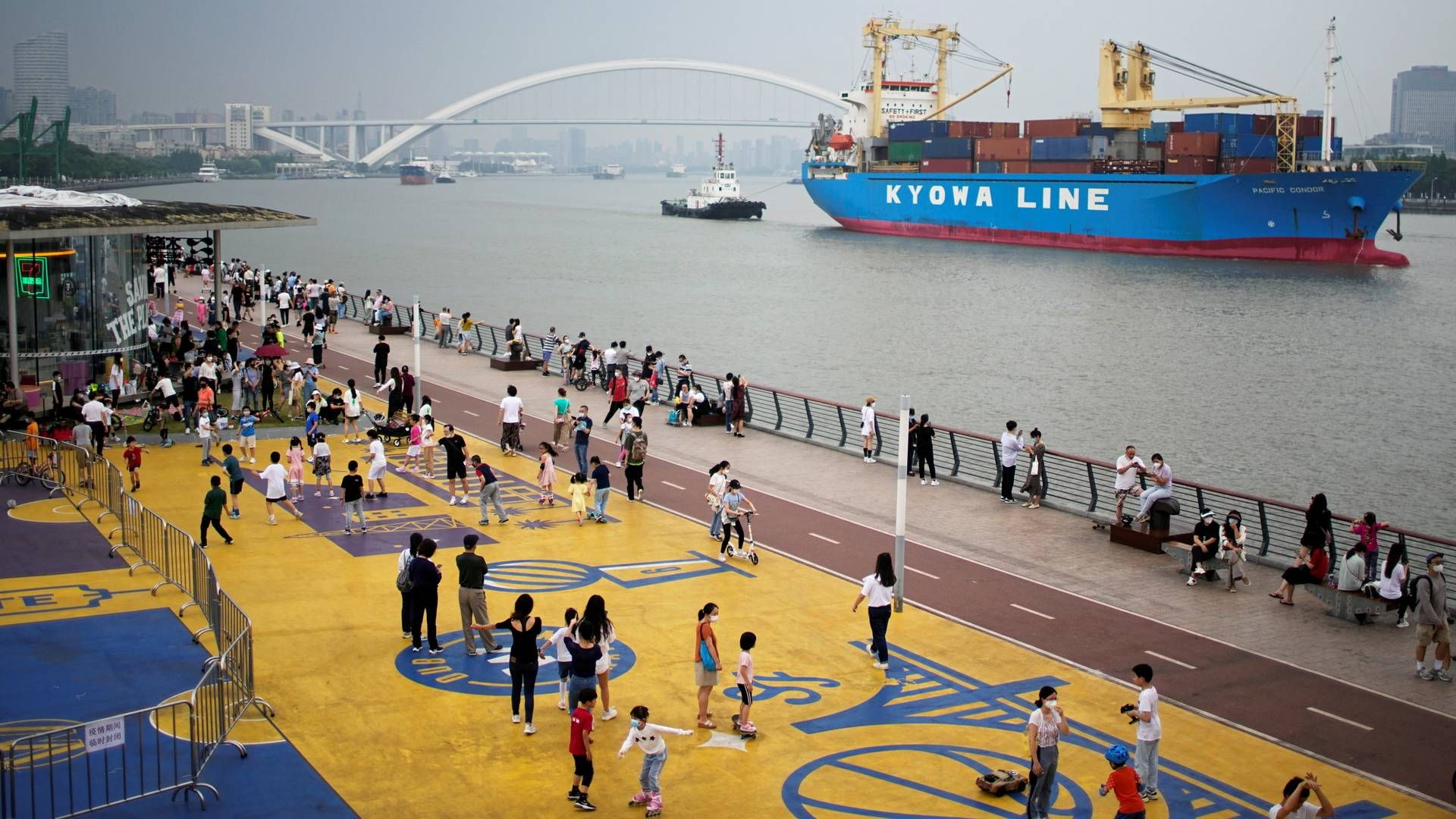 Havnen i Shanghai, hvor coronanedlukninger holder eksporten nede. | Foto: Aly Song/Reuters/Ritzau Scanpix