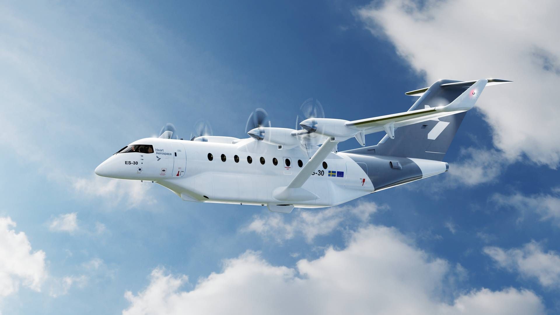 Det er svenske Heart Aerospace, som skal levere et elfly af typen ES-30 til SAS' jomfrurejse med et eldrevet fly i 2028. | Foto: Heart Aerospace/pr
