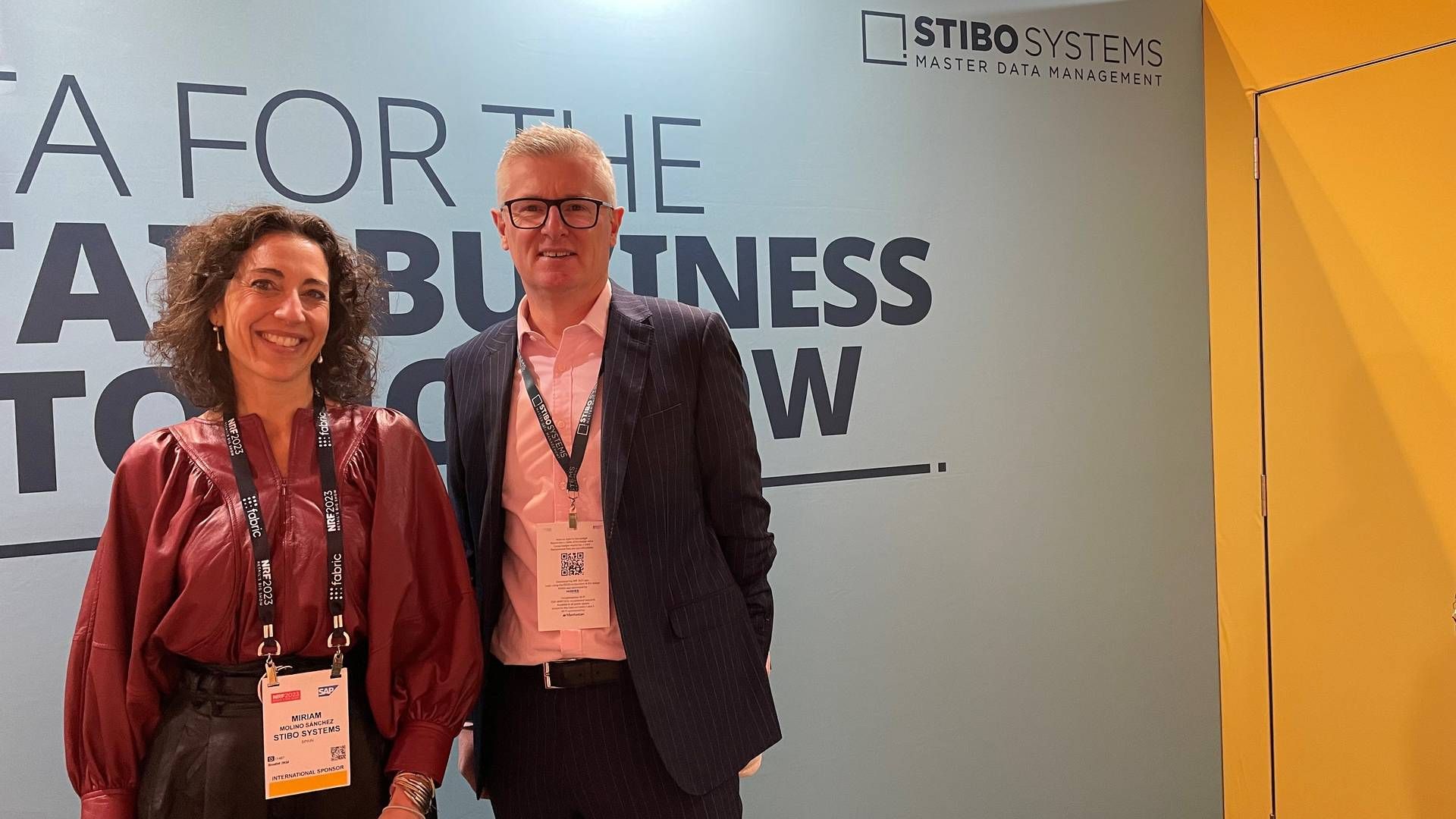 Miriam Molino Sánchez, Global Head of Retail i Stibo Systems, og Adrian Carr, adm. direktør i Stibo Systems, deltager i NRF-konferencen i New York, som er årets største event for den danske it-virksomhed. | Foto: Maria Trustrup