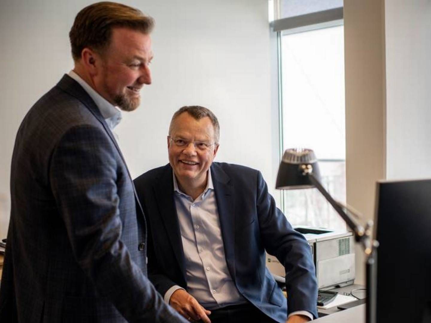 Jesper Lund (t.h.) har været adm. direktør i Lars Larsen Group siden starten af 2020. Jacob Brunsborg (t.v.) er medejer af selskabet sammen med resten af Brunsborg-familien. | Foto: Joachim Ladefoged