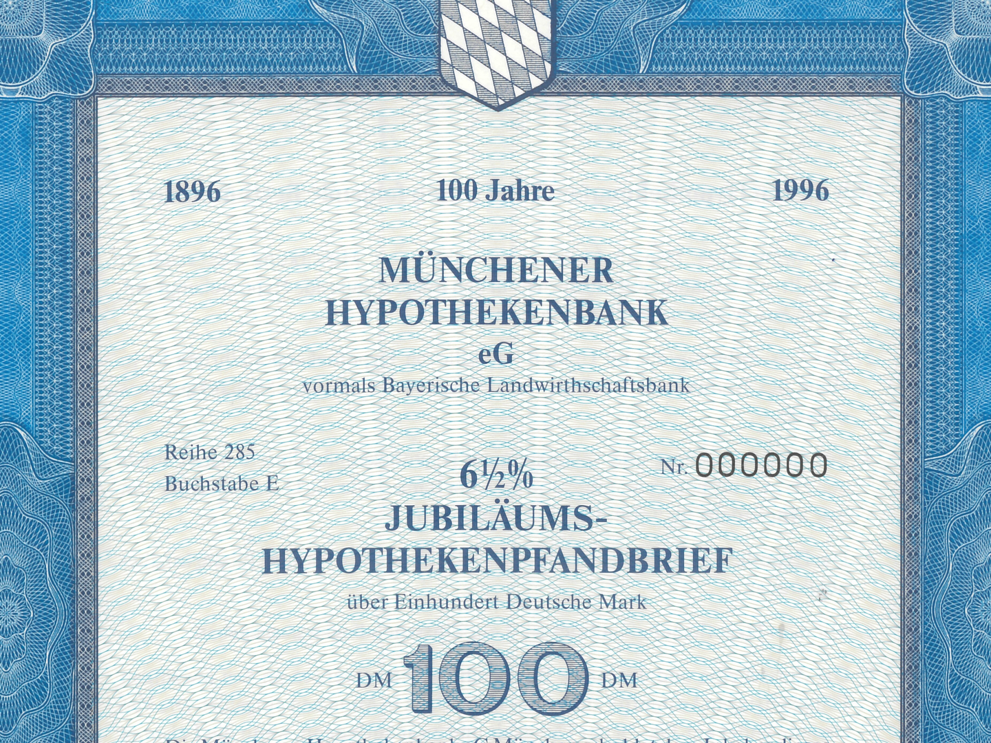 Nein, das ist nicht der aktuelle Pfandbrief, sondern ein Exemplar aus den 90ern. D-Mark und höhere Zinsen lassen den Unterschied schnell sichtbar werden. | Foto: Münchener Hyp
