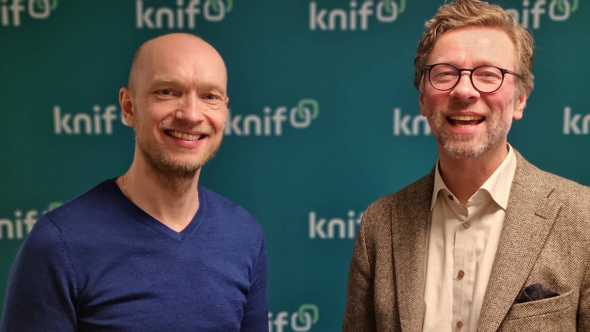 Konsernsjef Fridtjof Gillebo i Knif og TVL-redaktør Alf Gjøsund, som nå blir daglig leder i Knif Media AS. | Foto: Knif