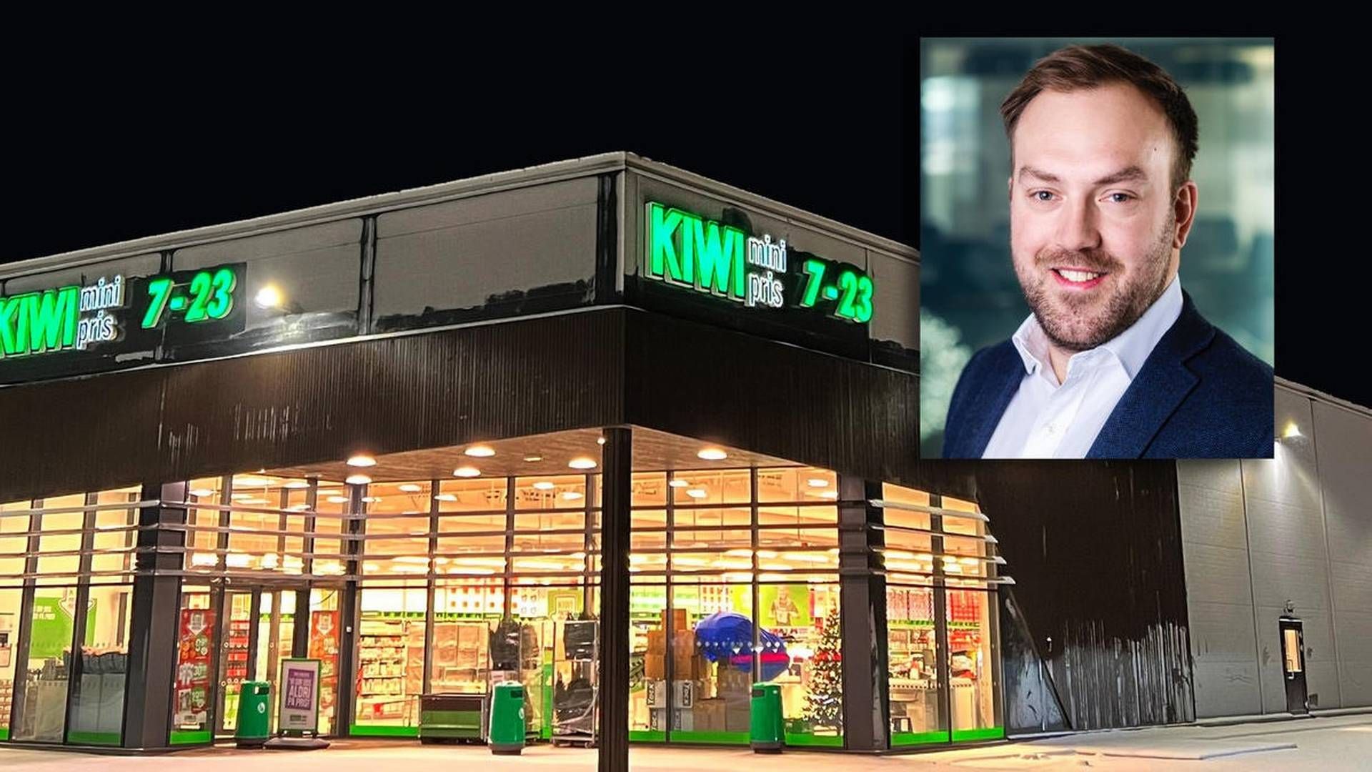 OVERTATT: Kiwi er den første av to leietakere som fyller nybygget som Aka har kjøpt av Fazenda Utvikling. Innfelt er Akas investeringsdirektør Hallvard Thoresen. | Foto: Aka