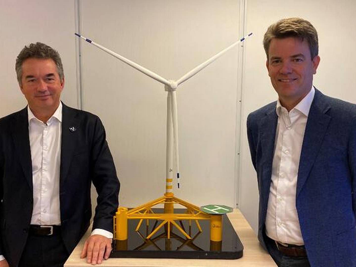 MØTER DEPARTEMENTET: Gunnar Birkeland i Source Galileo Norge og Per Lund i Odfjell Oceanwind har store planer om hvordan de kan bidra til å elektrifisere olje- og gassinstallasjoner. | Foto: Odfjell Oceanwind