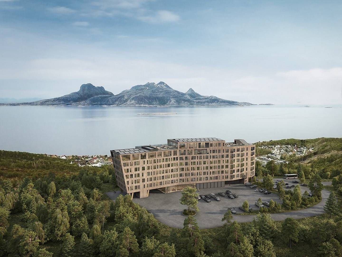TREHOTELL: Slik blir Wood Hotel seende ut på toppen av Rønvikfjellet i Bodø. | Foto: KB Arkitekter