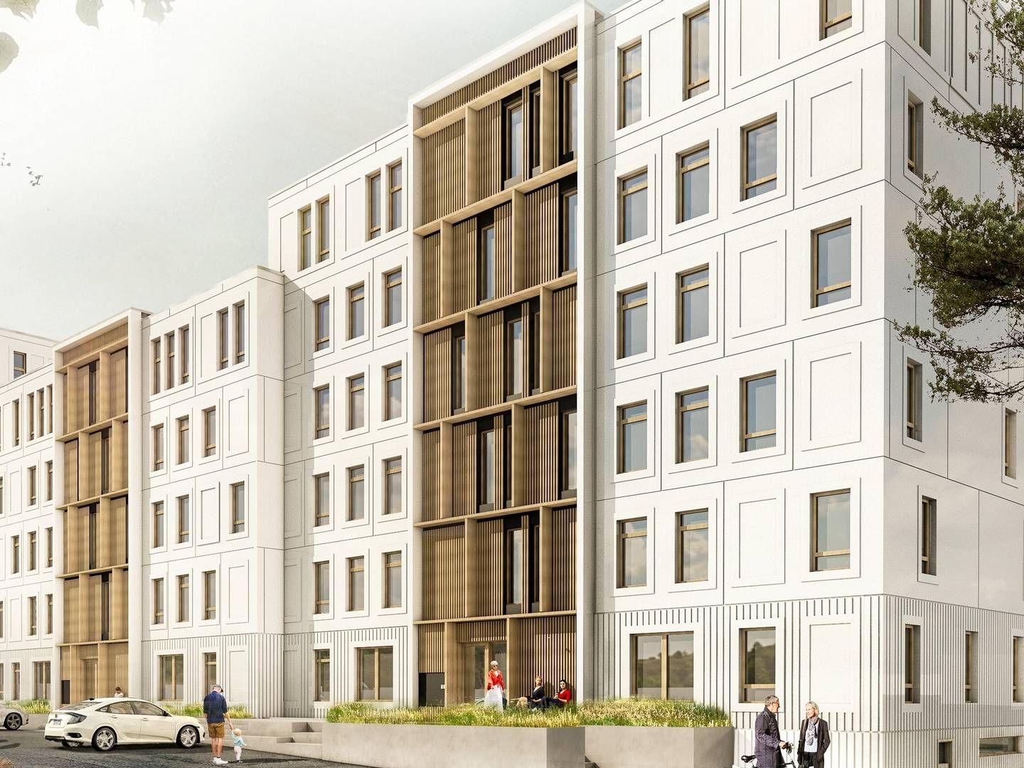 Boligprojektet med 65 nye lejeboliger, som Scandinavian Property Development opfører for Sampension. | Foto: Visualisering: Sampension
