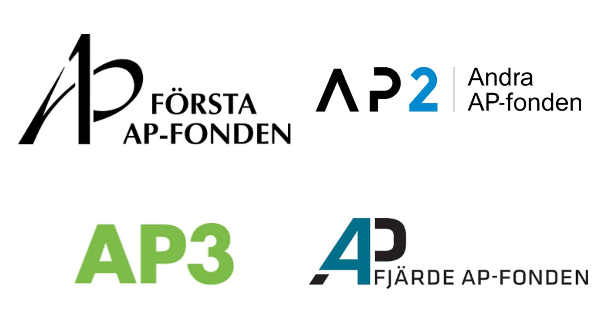 Logos of the four Swedish buffer funds. | Photo: Pr/ Ap1, Ap2, Ap3, Ap4