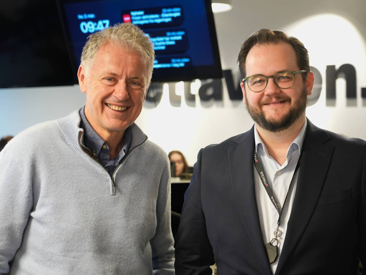 Gunnar Stavrum, ansvarlig redaktør i Amedia avisen Nettavisen, og Ole-Martin Brekke, direktør for Strategi og Vekst i Amedia, har tro på partnerskapet med Renteradar. | Foto: Henrik Wiese-Hansen/ Nettavisen